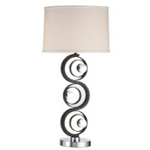 Metal Table Lamp in Black with Chrome Inserts