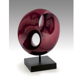 Cast Resin Stone Sculpture in Deep Red