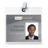 Vinyl Badge Holder,Clip,Horizontal,4"x3",50/PK,Clear