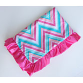 Ikat Chevron Pink Ruffle Blanket