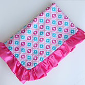 Ikat Mod Pink Ruffle Blanket