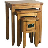 Bordeaux 3 Piece Small Nest of Table Set in Medium Oak Stain and Satin Lacquer