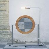 TS1 Freestanding Magnifying (3X) Makeup Mirror with Light, Walnut Wood Frame