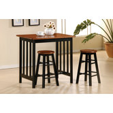 3 Piece Bar Table Set in Black and Cherry