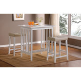 3 Piece Counter Height Bar Table Set in White