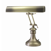 Adjustable Round Base Desk Lamp in Antique Brass