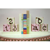 ABC 123 Bookends in Pink / Chocolate