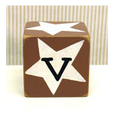 "v" Letter Block in Chocolate
