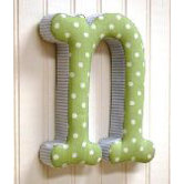 "n" Fabric Letter in Blue / Green