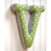 "v" Fabric Letter in Blue / Green