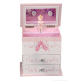 Angel Girl's Wooden Musical Ballerina Jewelry Box with Fashion Paper Overlay