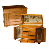 Josephine 11.5" High Jewelry Box in Burlwood Oak