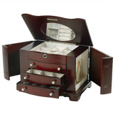 Rita Locking Jewelry Box with Pearl Pulls in Cherry