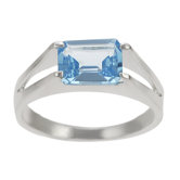 Sterling Silver Genuine Blue Topaz Rectangular Cut Ring