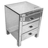 Modal Mirrored 3 Drawer Bedside Table