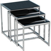 Renmark Nest of Tables in Black Glass and Chrome