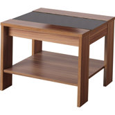 Hollywood Shearwater Lamp Table in Walnut Veneer and Black Gloss