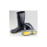 Size 7 16" Black/Yellow/Gray Mercury Flex 3 PVC Plain Toe Boots With Steel Shank And Lugged Sole