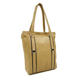 Women's Vertical Tote in Sand with Chocolate Trim