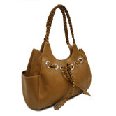 Ladies Braided Hobo Bag in Saddle