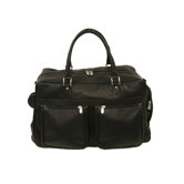 Traveler 20" Leather 2-Wheeled Multi-Pocket Travel Duffel