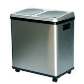 Stainless Steel Dual-Compartment Recycle Bin
