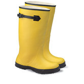 14 Yellow 17" Rubber Plain Toe Over-The-Shoe-Boot With Fabric Inner Lining, Side Strap And Black Ribbed Outsole