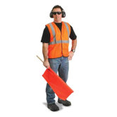 Orange Polyester Mesh Economy Class 2 Vest With Front Hook And Loop Closure, 2" Beaded Tape And 1 Outside Pocket
