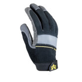 Black Full Finger Box Handler Gloves With GripTack Dots On Palm And Thumb, Sweat Wipe On Thumb, Stretch-Knit Back, And Hook And Loop Cuff