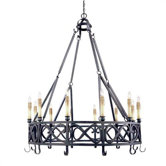 Iron Works Twelve Light Chandelier in Textured Rust
