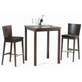 Cafe-411 Square Bar Table Set in Walnut