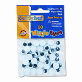 Round Black Wiggle Eyes, 10mm, 50 Pieces per Pack