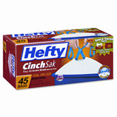 Hefty Cinch Sak Tall Kitchen & Trash Bags, 13 Gal., White, 45 Bags Per Box