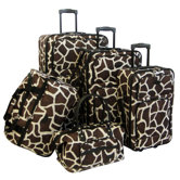 Animal Print 5 Piece Luggage Set