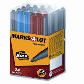 Pen-Style Permanent Marker, Assorted, 24/ST