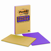 Super Sticky Notes, 5 x 8, Assorted Ultra Colors, 4 45-Sheet Pads/pk
