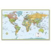 Deluxe World Wall Laminated Map, 50"x32"