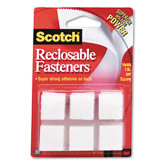 Reclosable Hook & Loop Fastener Squares, 7/8" Wide, White, 24 Sets/Pack