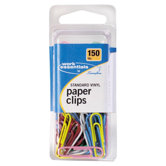 Standard Vinyl Paper Clips, 150 per Pack, Assorted