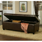 Frankfurt Leather Storage Ottoman in Dark Brown