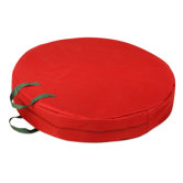 Zipper Canvas Wreath Storage in Red and Pine Green