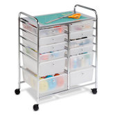 Twelve Drawer Rolling Cart in Chrome