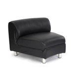 65 cm x 85 cm Black Leather Convex Modular Sectional