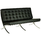 Leather Faced Two Seat Sofa in Black