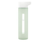 16 Oz Modern Glass Water Bottle with White Lid and Jacket in Ice Green