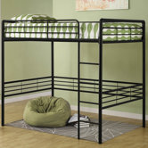 Full Metal Loft Bed with Built-In Ladder