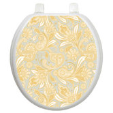 Toilet Seat Applique with Antique Gold Paisley Design