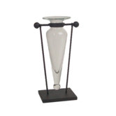 Amphora Vase on Stand with Finials and Hinge in Clear and Black