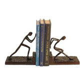 Men Pushing Bookend in Cast Aluminum
