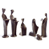 6 Piece Mini Nativity Set in Bronze